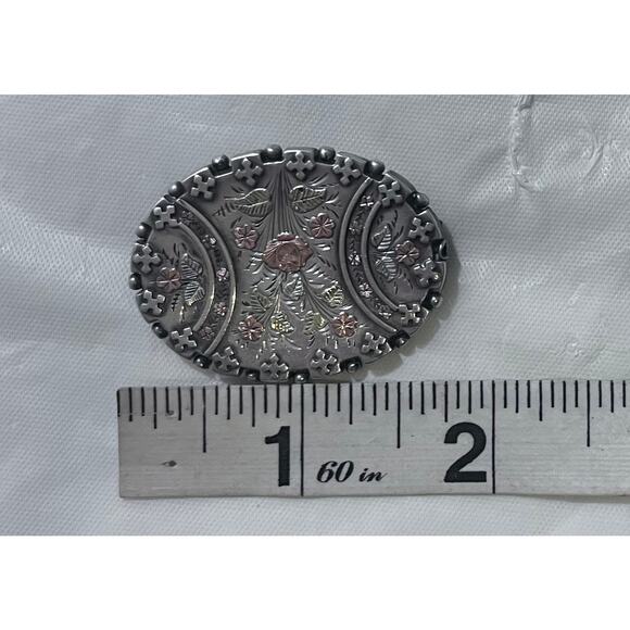 Antique Victorian Signed WCM Sterling Silver & Rose Gold Floral Pin / Brooch - Picture 10 of 10